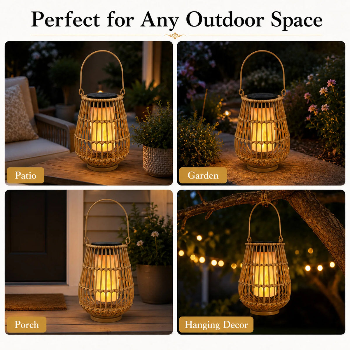 Handwoven Outdoor Solar Lanterns for Garden Patio and Porch Lights
