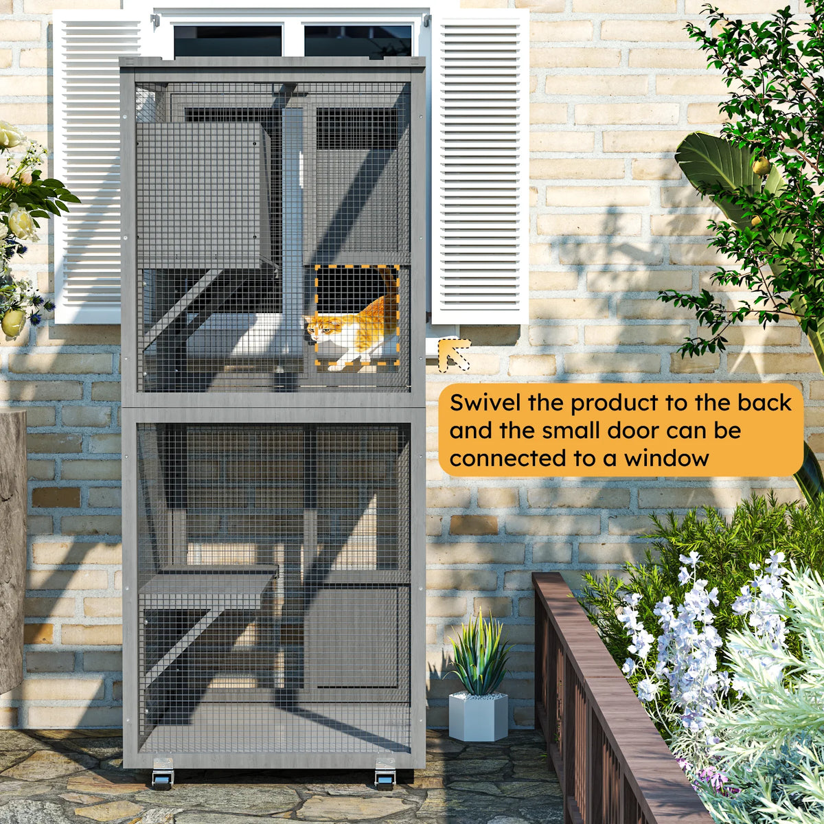 Outdoor Cat Catio Playpen With Waterproof Roof And Resting Box