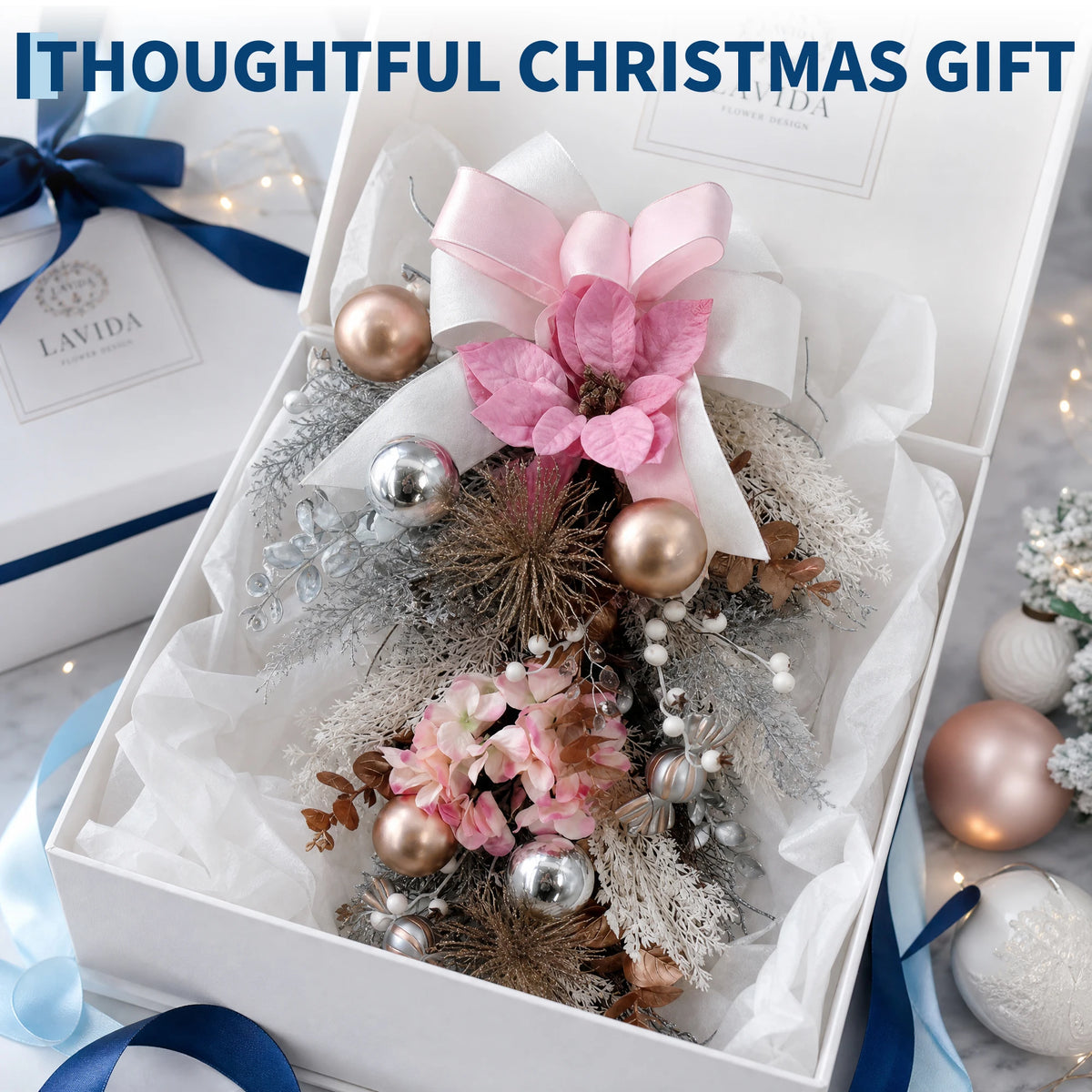 GAOMON Artificial Christmas Teardrop Wreath With Decorative Holiday Bow