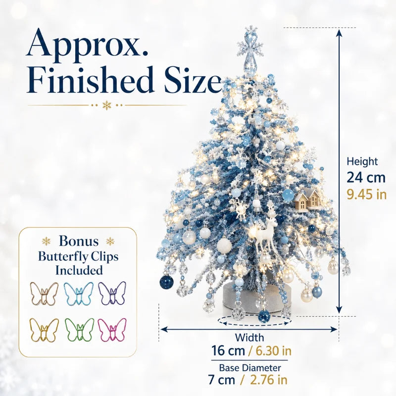 Mini Desktop Christmas Tree Kit With Snowflake Ornaments