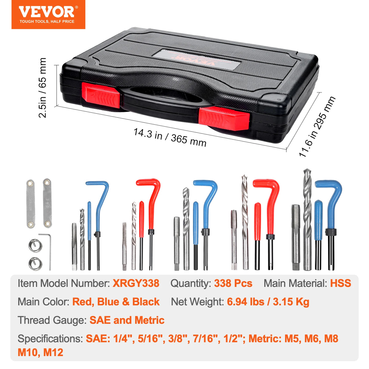 SucceBuy Helicoil Thread Repair Kit SAE Metric Rethreading Tool Set