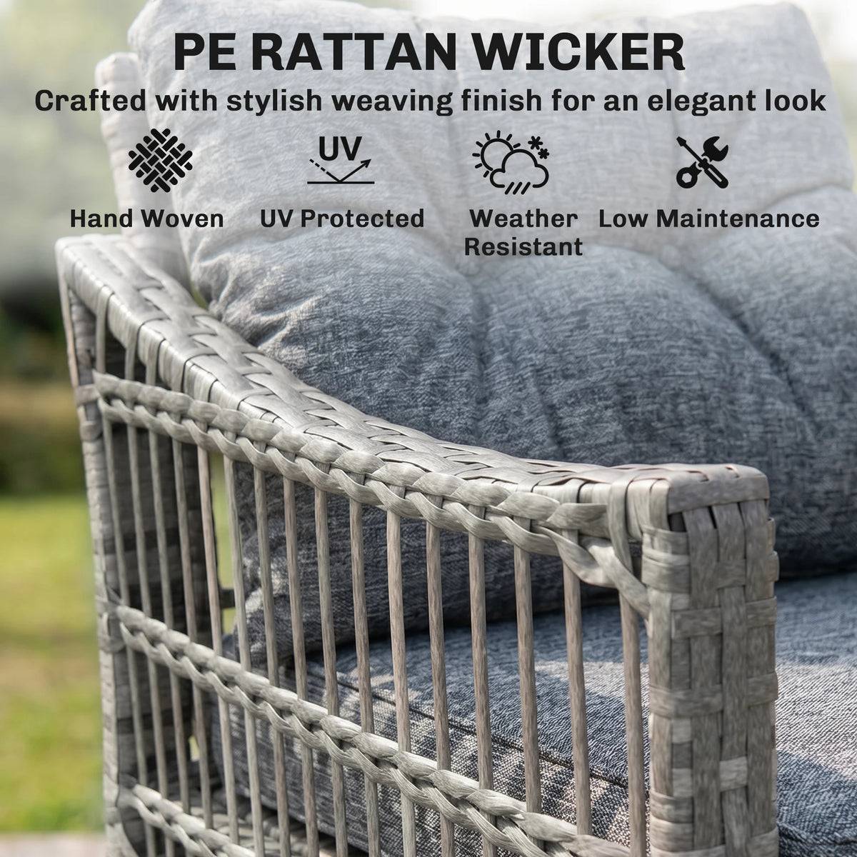 Outsunny Outdoor Rattan Rocking Chair Set With Tempered Glass Table
