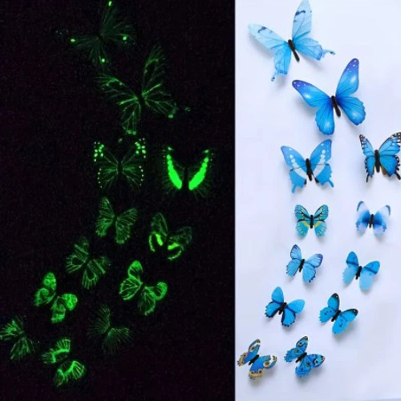 Luminous 3D Butterfly Wall Stickers for Creative Home Decor