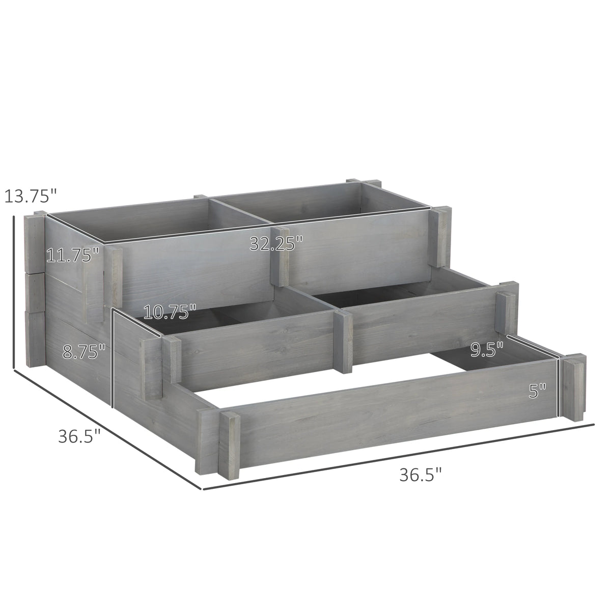 Outsunny Three Tier Raised Garden Bed With Five Planting Compartments