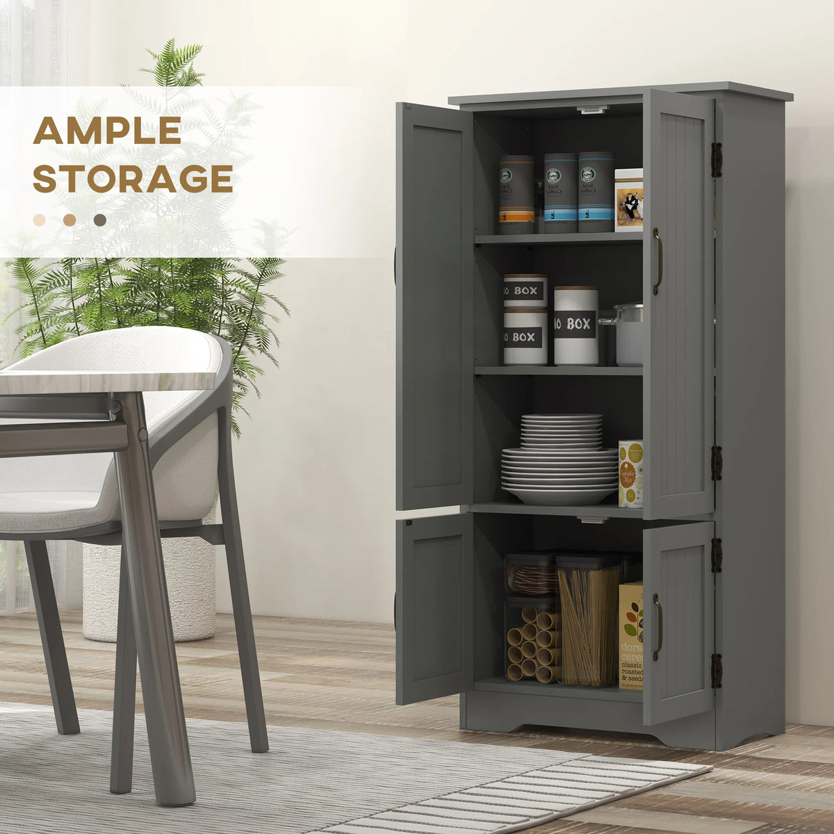 HOMCOM Freestanding Storage Hutch Cabinet With Four Doors