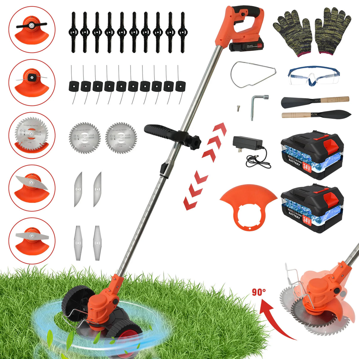 Cordless 3-in-1 Lawn Mower and Grass Trimmer Garden Tool
