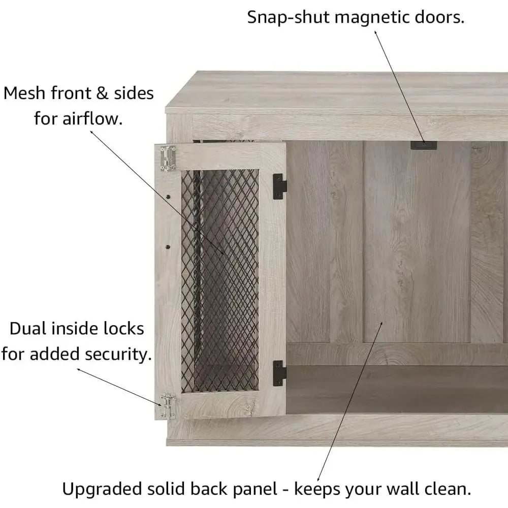 Furniture Style Indoor Dog Crate With Mesh, Cushion And Tray