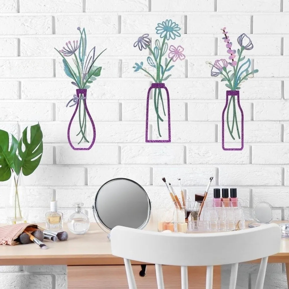 Metal Floral Vase Wall Art For Boho Farmhouse Decor