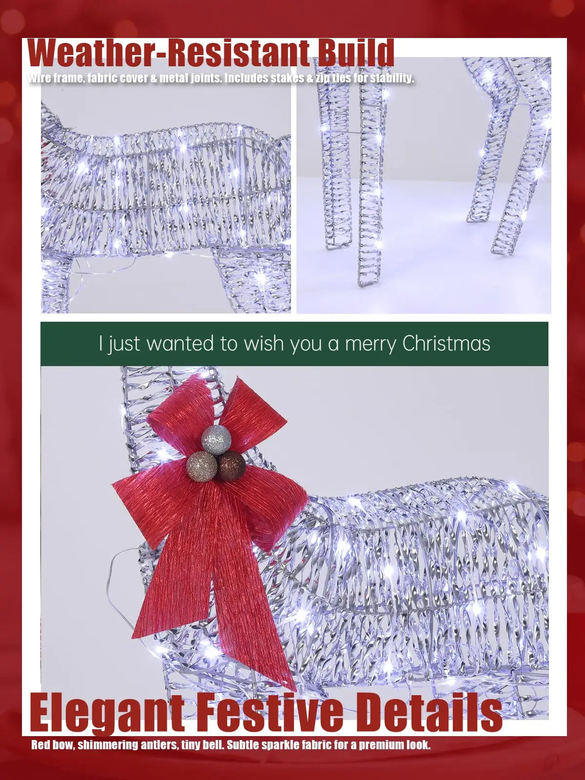 Lighted Christmas Deer Family Set With Energy Efficient LED Lights