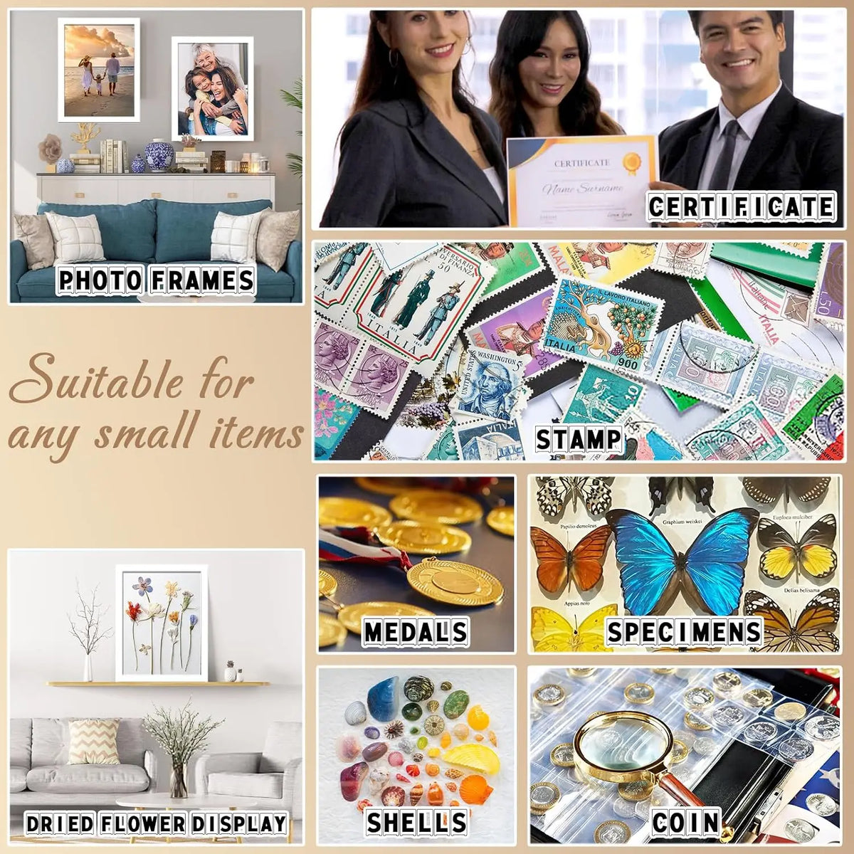 Four Pack Deep Display Shadow Box Frames For Keepsakes