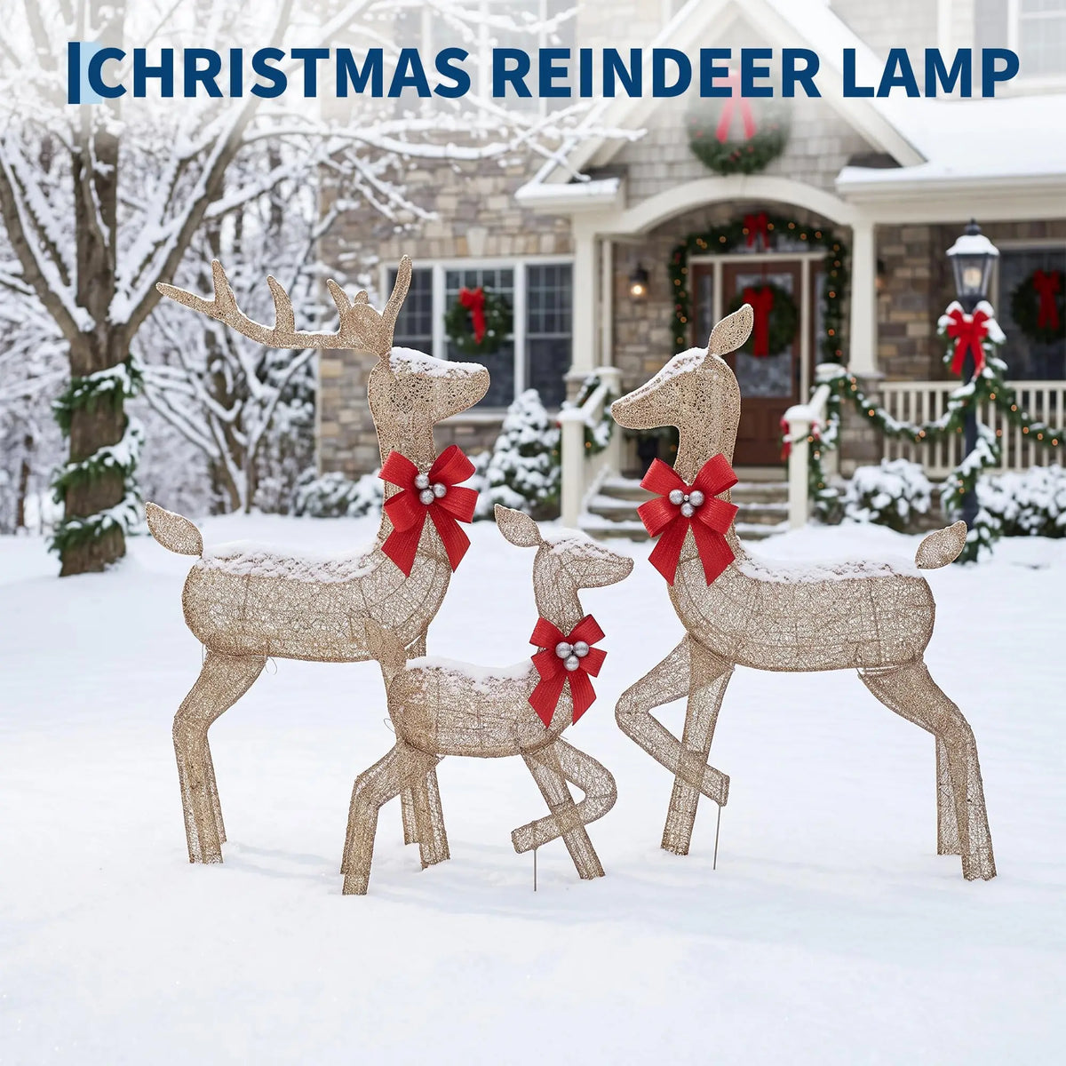 HiMISS Lighted Christmas Reindeer Family Outdoor Decorations