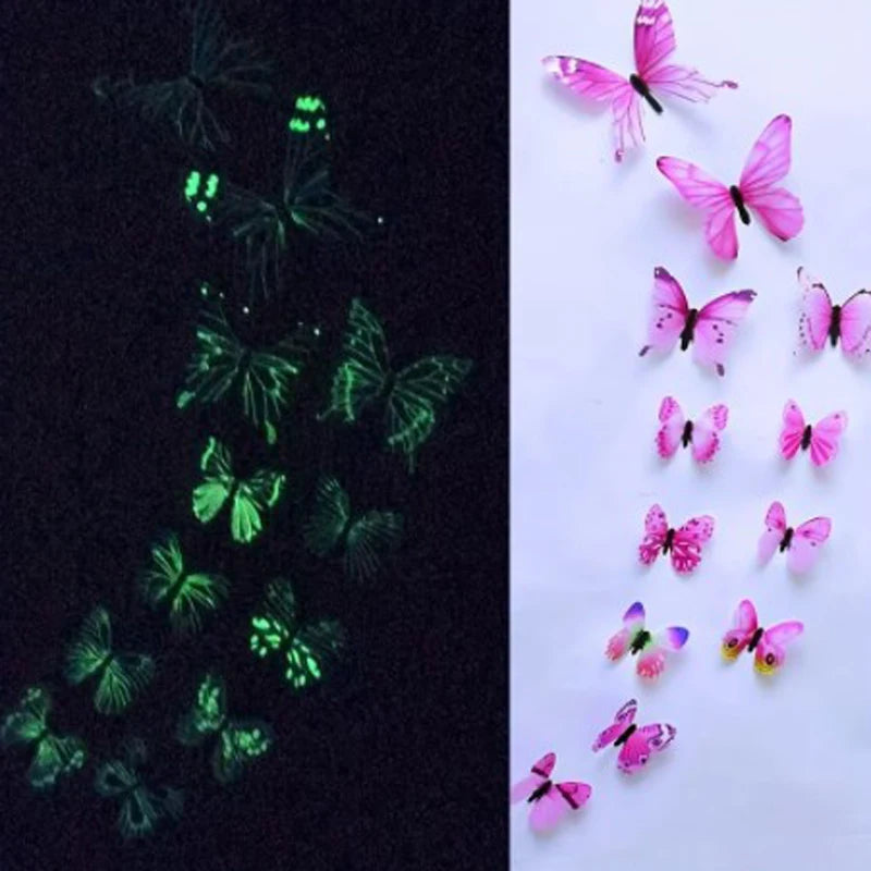 Luminous 3D Butterfly Wall Stickers for Creative Home Decor