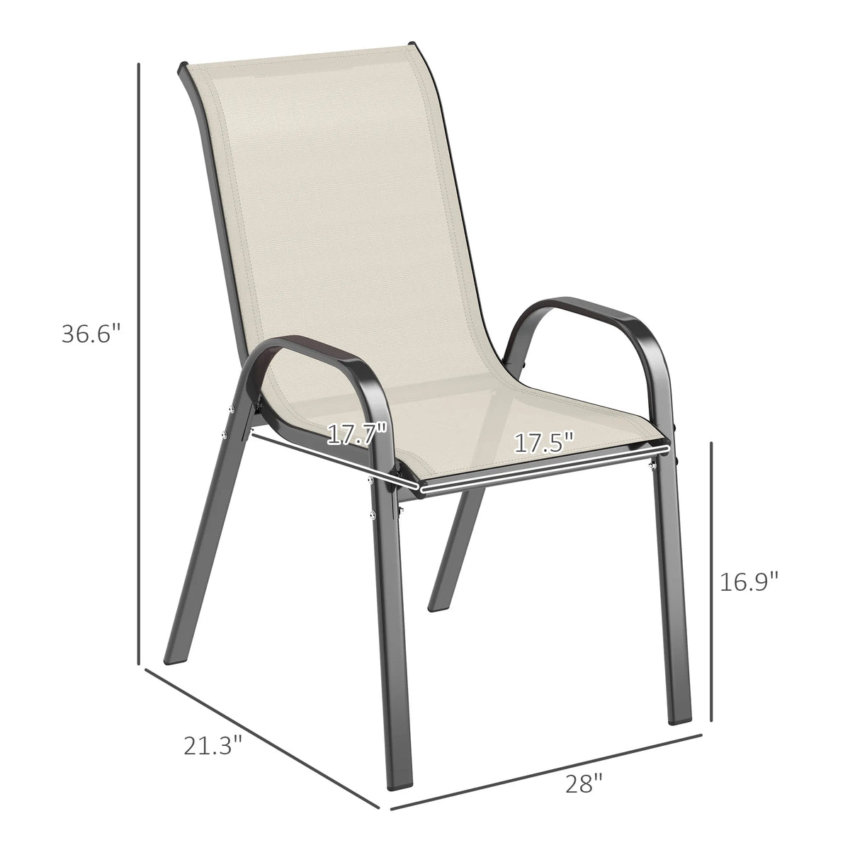 Outsunny Set of Four Stackable Outdoor Patio Dining Chairs