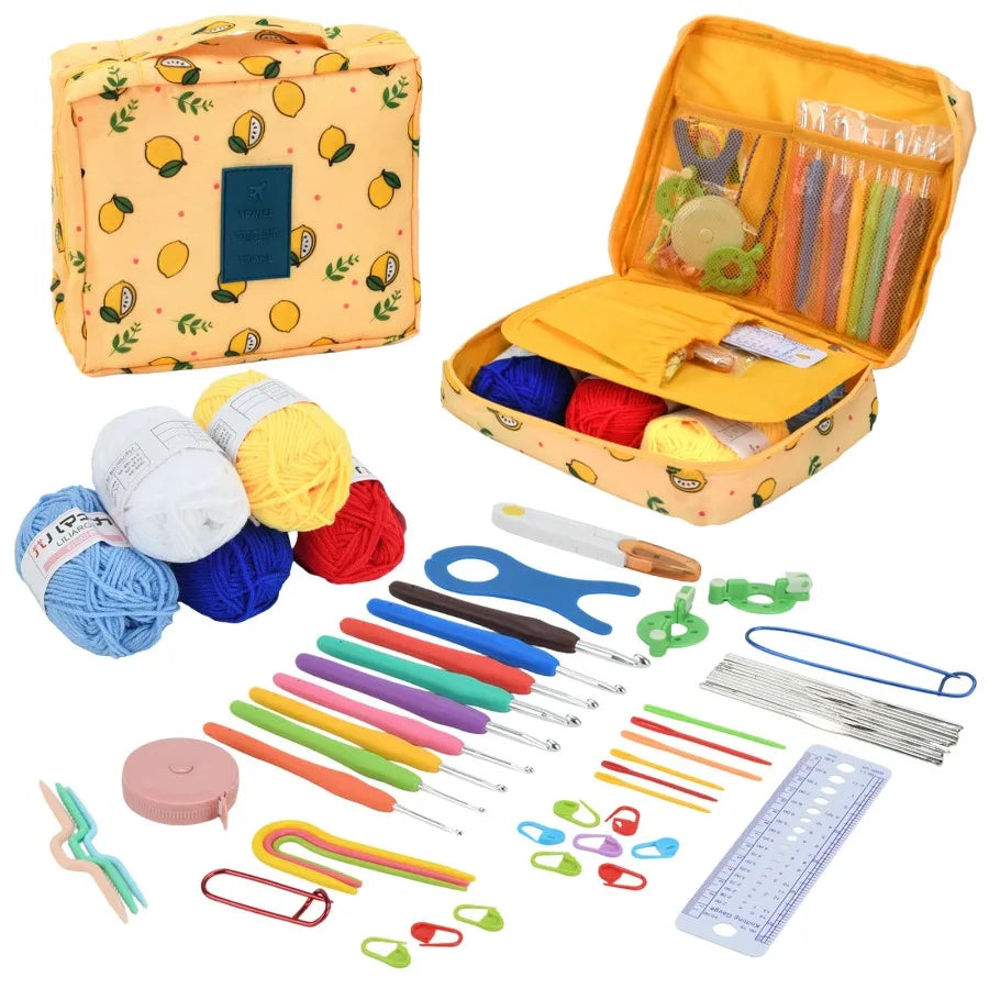 Beginner Crochet Kit With Yarn Hooks And Essential Knitting Tools