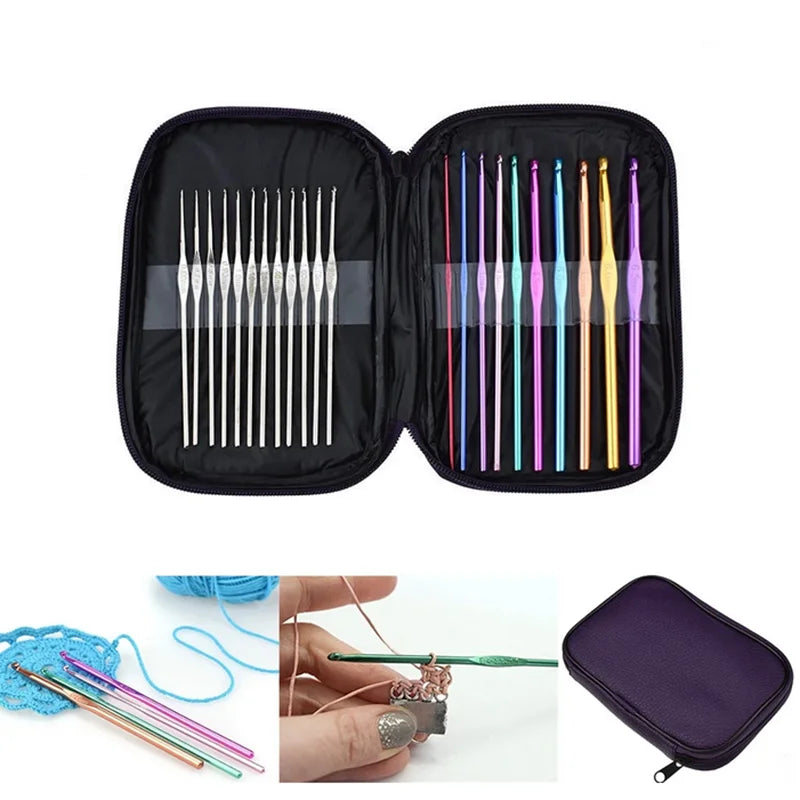 Aluminum Alloy Crochet Hook Set for Knitting and DIY Crafts