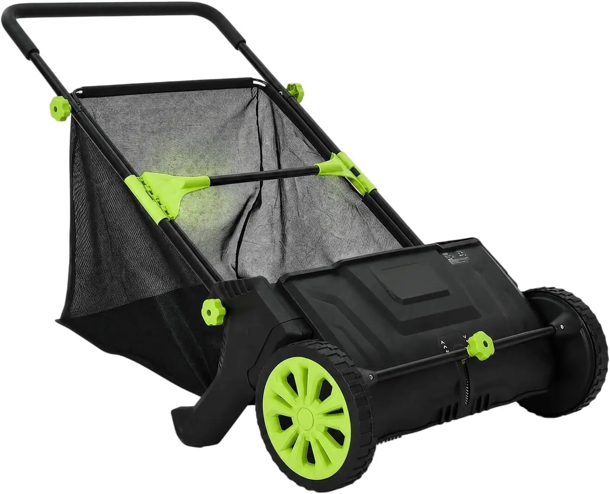 TACLEEKII Manual Lawn Sweeper With Four Brush Debris Collection System