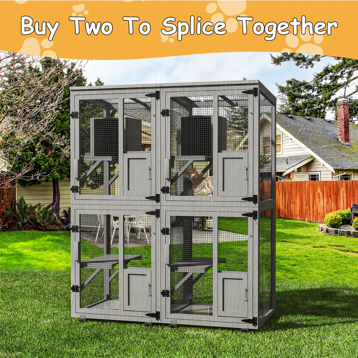 Outdoor Cat Catio Playpen With Waterproof Roof And Resting Box