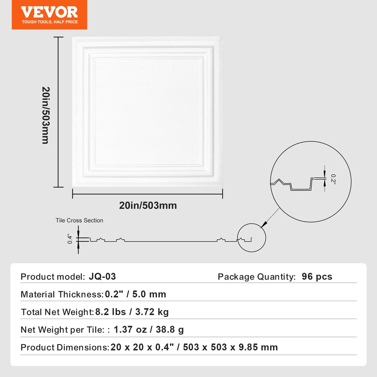 SucceBuy Premium Polystyrene Drop Ceiling Tiles for Home and Office Decorating