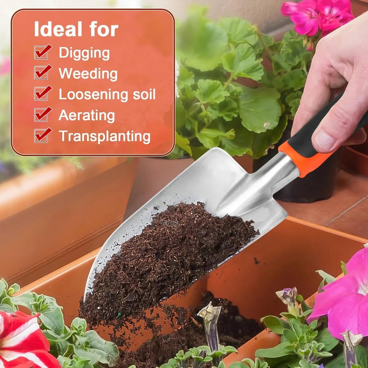 XIUWO Heavy Duty Garden Shovel With Ergonomic Handle