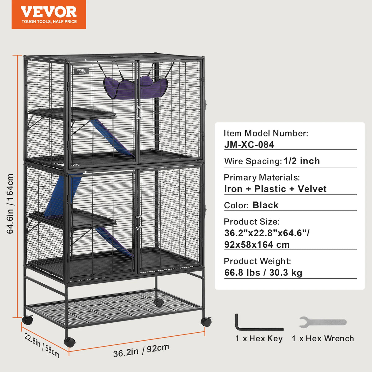 SucceBuy Four Tier Rolling Metal Cage for Small Animals