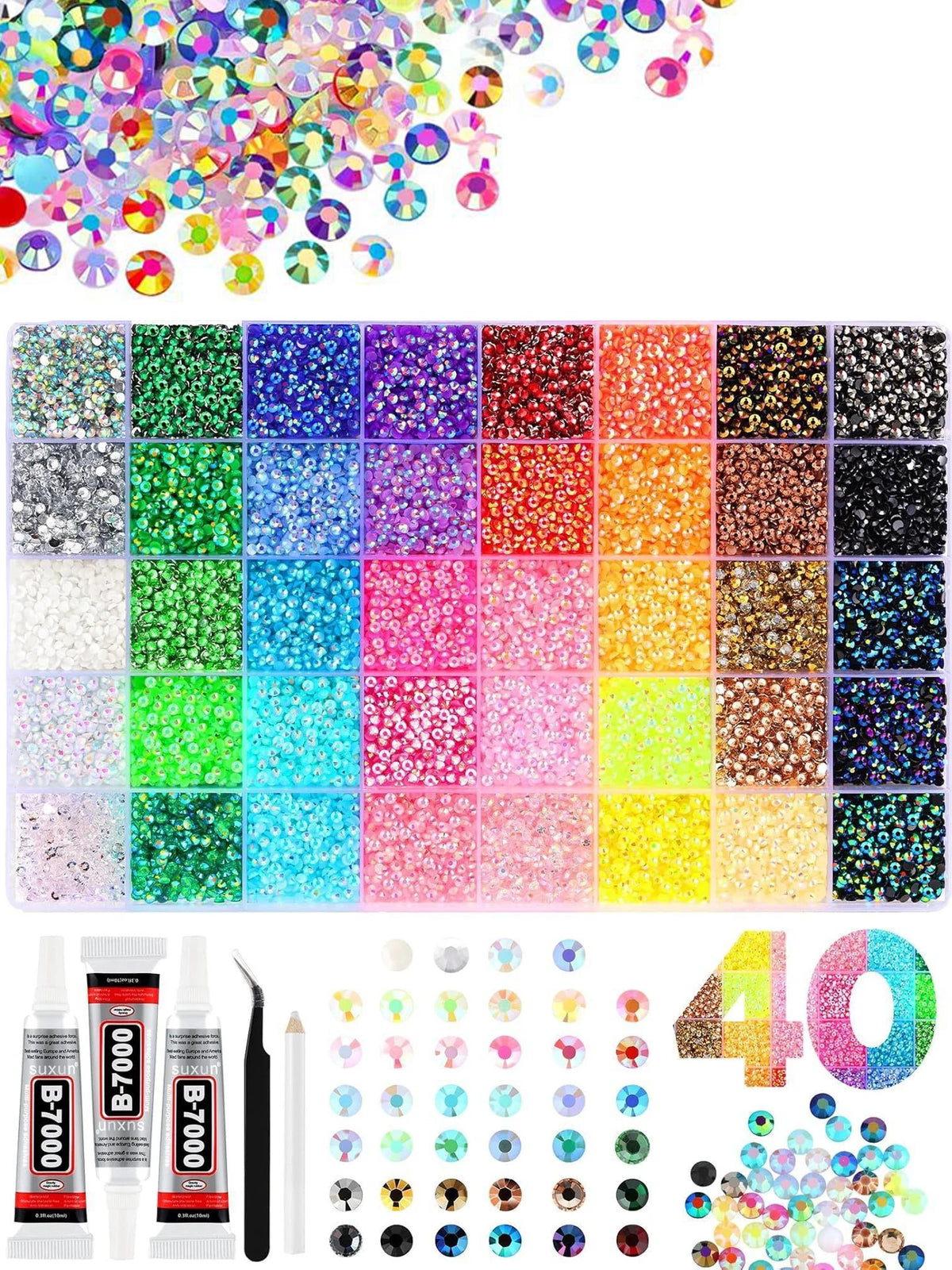 Resin Rhinestone Bedazzling Kit With Flatback Gems for Crafts