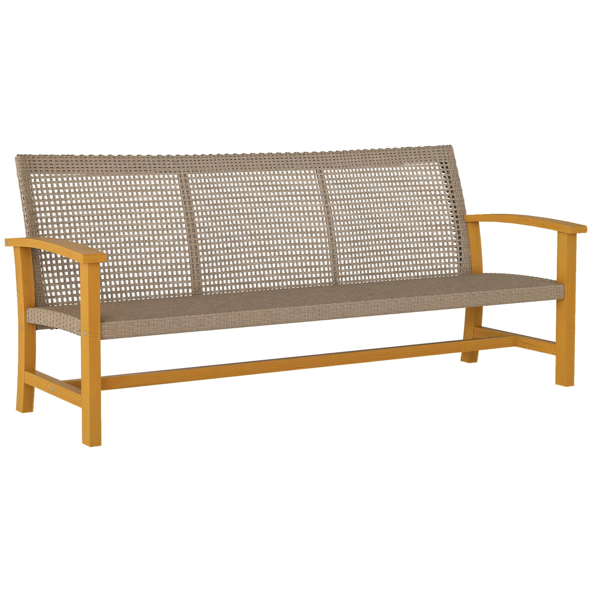 Outsunny Wicker Outdoor Sofa With Acacia Wood Armrests