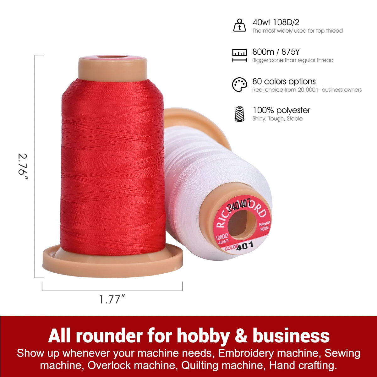 Richword Polyester Embroidery Thread Kit for Sewing Machines