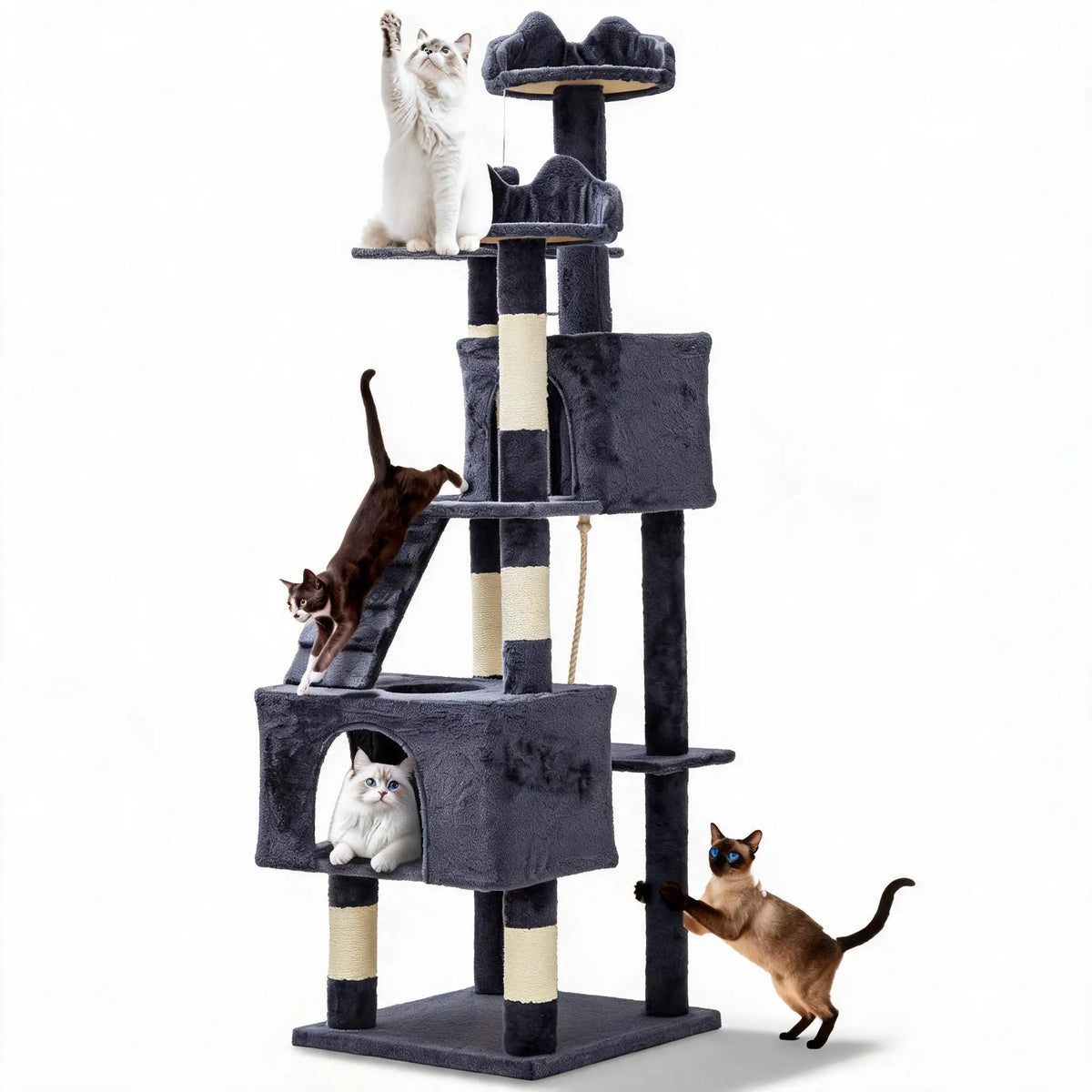 HOSSLLY Multi Level Cat Tree Tower Condo Perches And Hammock