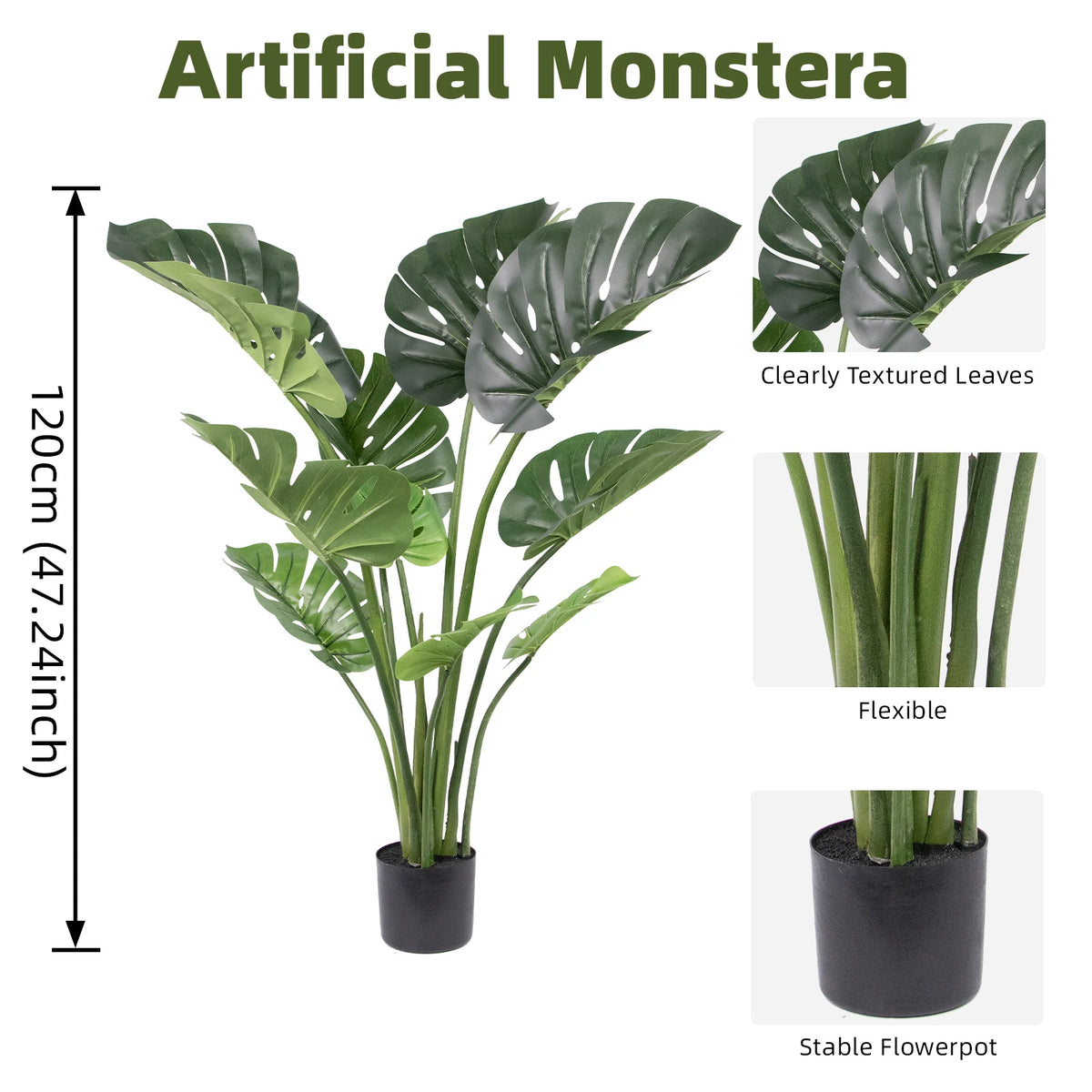 Artificial Monstera Deliciosa Tree With Pot for Home Office Decor