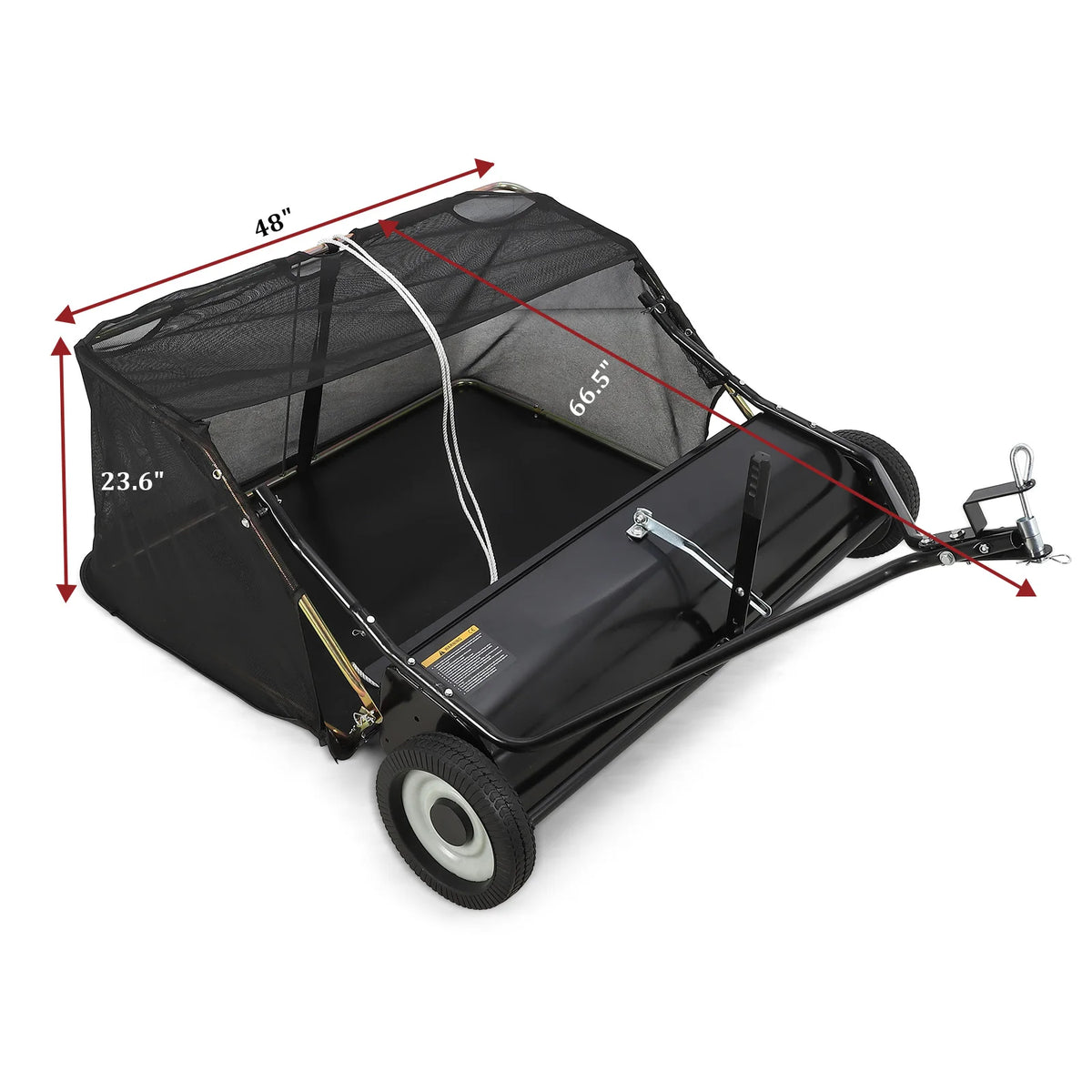 HiMISS Tow Behind Lawn Sweeper With Large Capacity Debris Collector