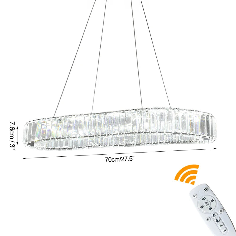 GreeLustr Modern Crystal Ring LED Chandelier With Dimmer Remote