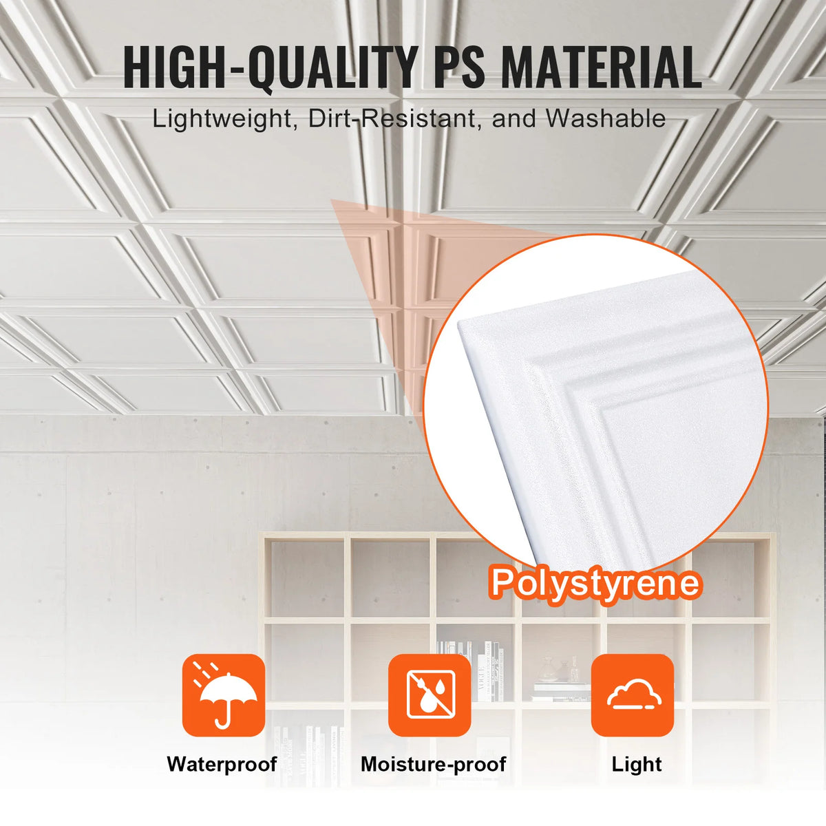 SucceBuy Premium Polystyrene Drop Ceiling Tiles for Home and Office Decorating