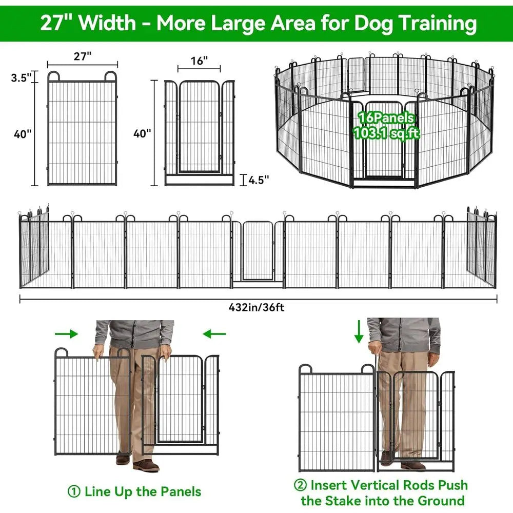 Heavy Duty Portable Outdoor Dog Playpen With 16 Panels