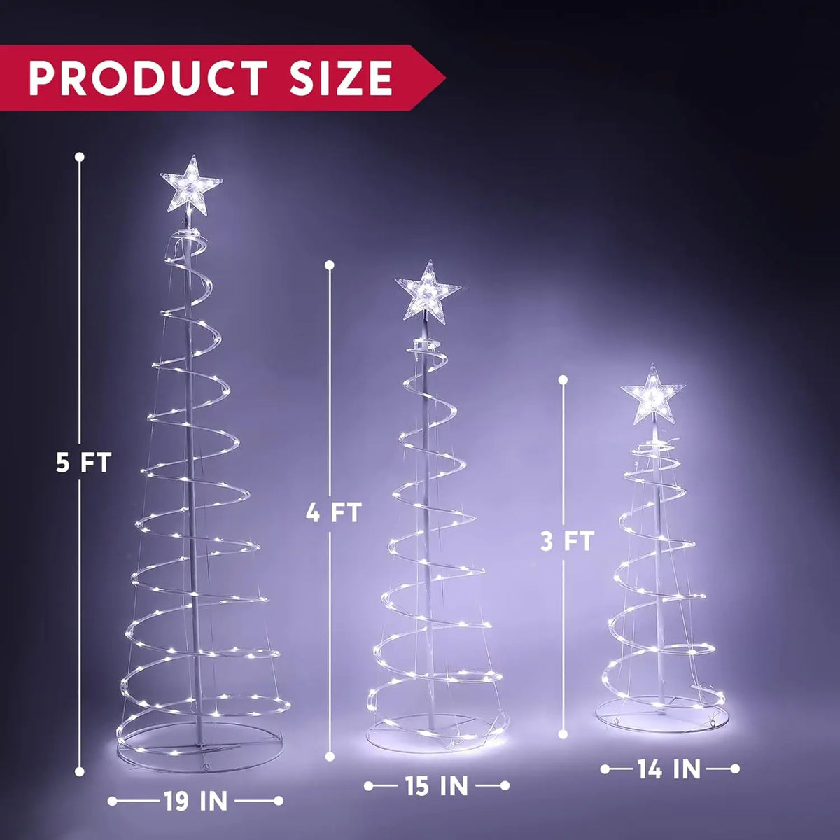 Joyfy Spiral Christmas Tree Lights With Star Topper And Stakes