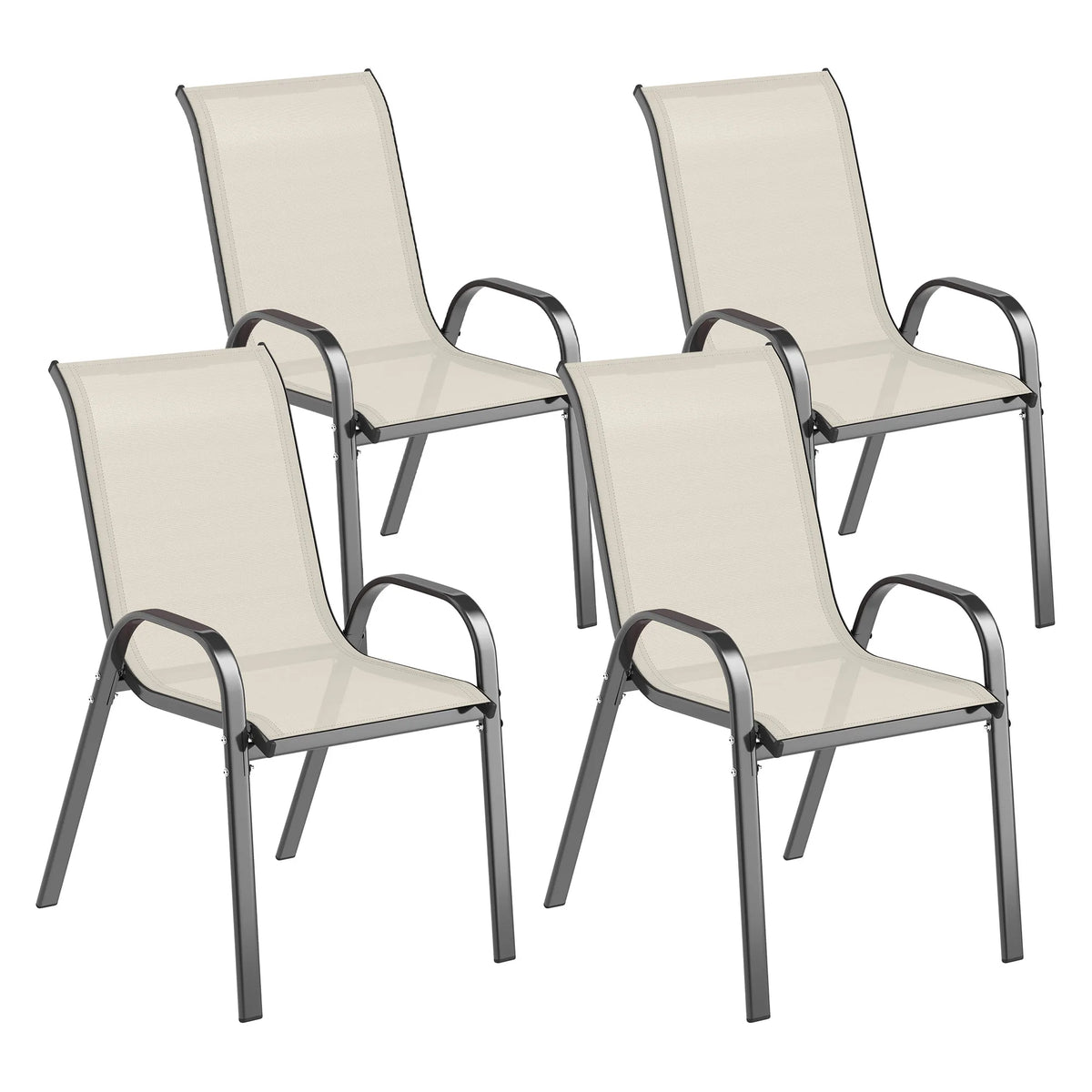 Outsunny Set of Four Stackable Outdoor Patio Dining Chairs