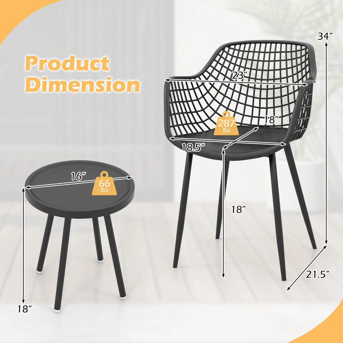 HOMASIS All Weather Patio Bistro Table And Chairs Set