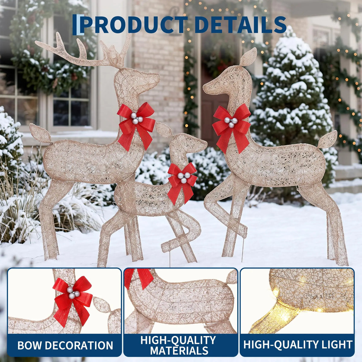 HiMISS Lighted Christmas Reindeer Family Outdoor Decorations