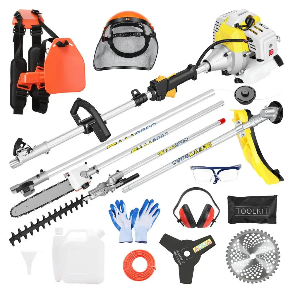 Gas Powered 5 In 1 Trimmer Brush Cutter Pole Saw