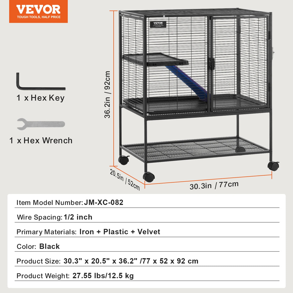 SucceBuy Four Tier Rolling Metal Cage for Small Animals