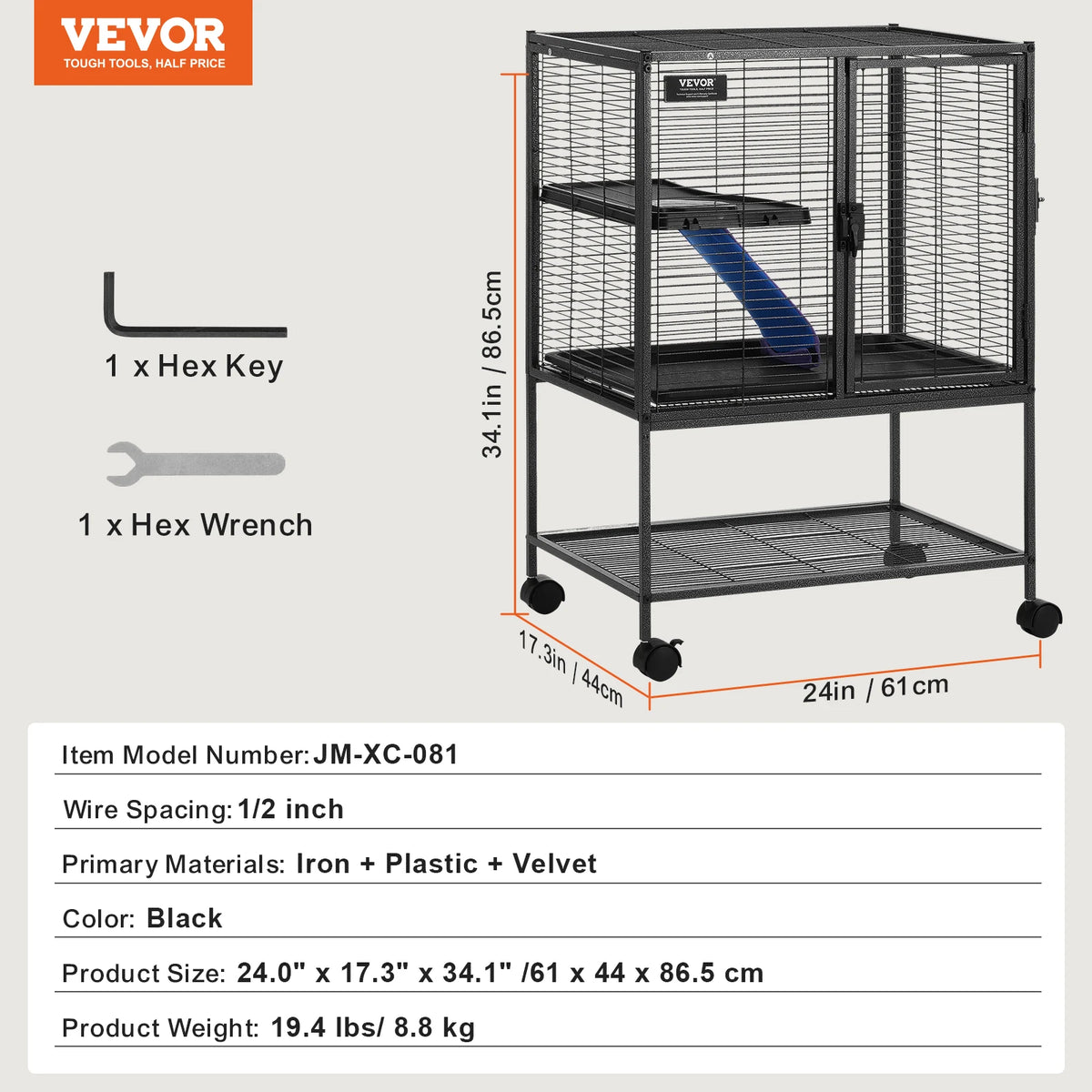 SucceBuy Four Tier Rolling Metal Cage for Small Animals