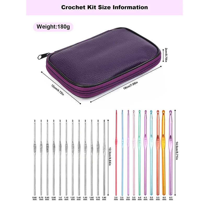 Aluminum Alloy Crochet Hook Set for Knitting and DIY Crafts
