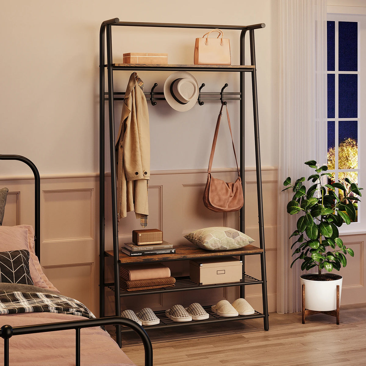 TWISTER.CK Entryway Coat Rack Bench with Shoe Storage and Hooks