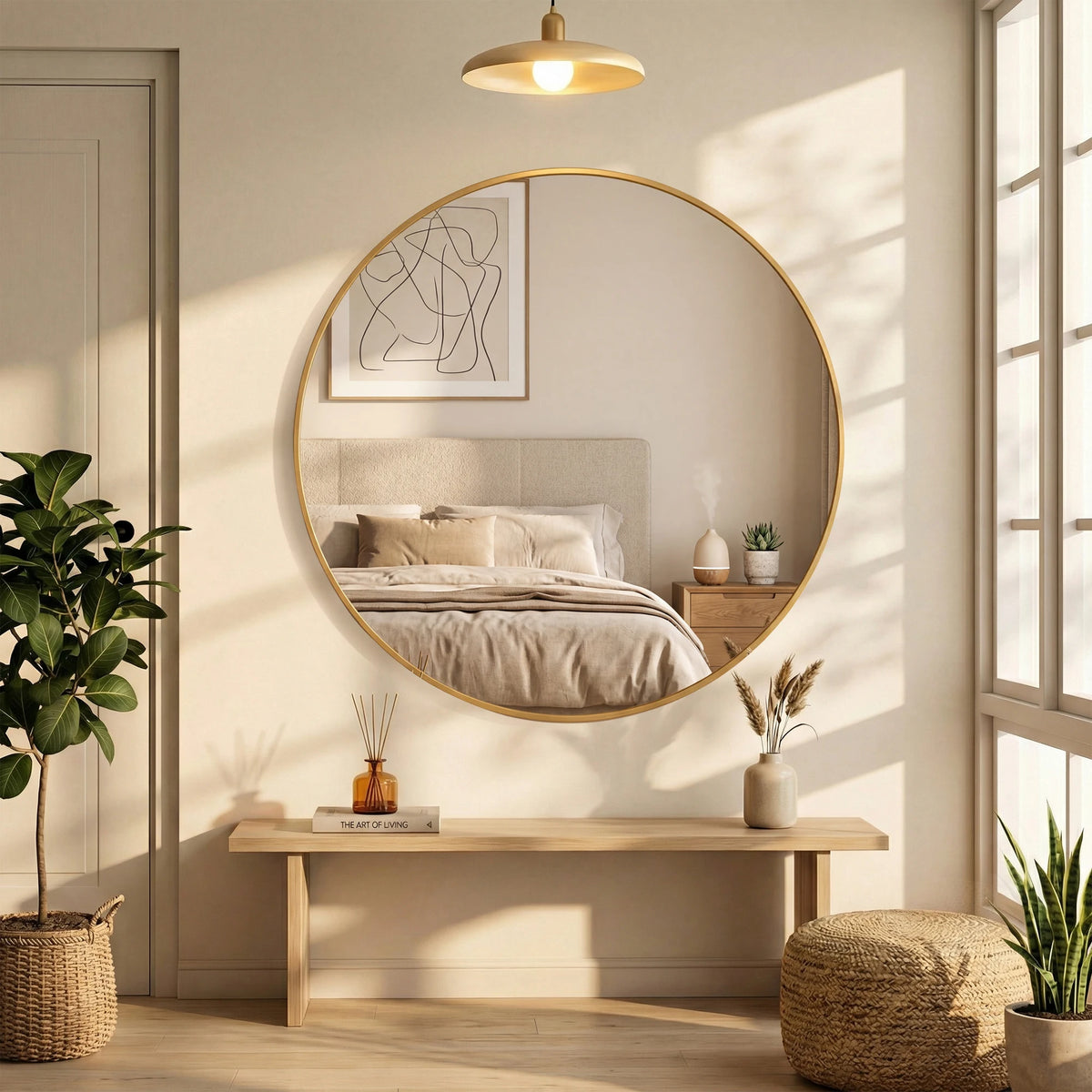 MCQ Shatterproof Round Bathroom Wall Mirror for Vanity or Entryway