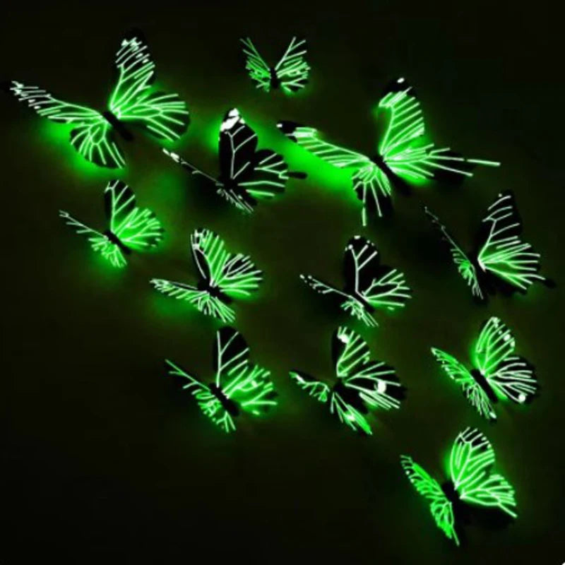 Luminous 3D Butterfly Wall Stickers for Creative Home Decor
