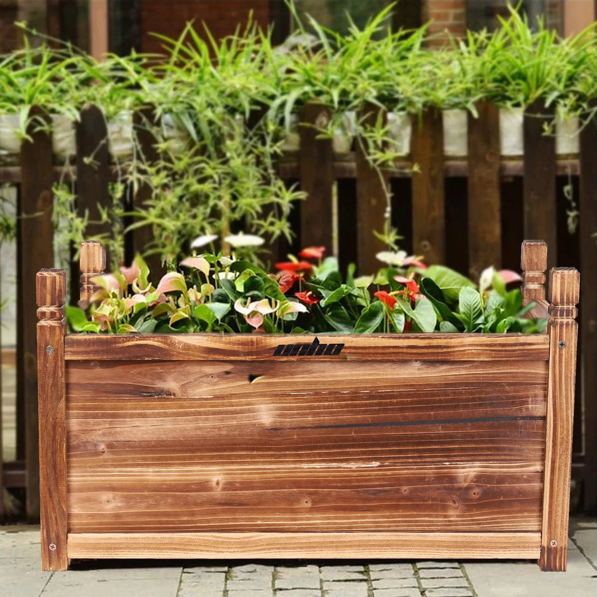 Wood Planter Box Outdoor Raised Garden Planter Bed For Flowers And Vegetables Weatherproof