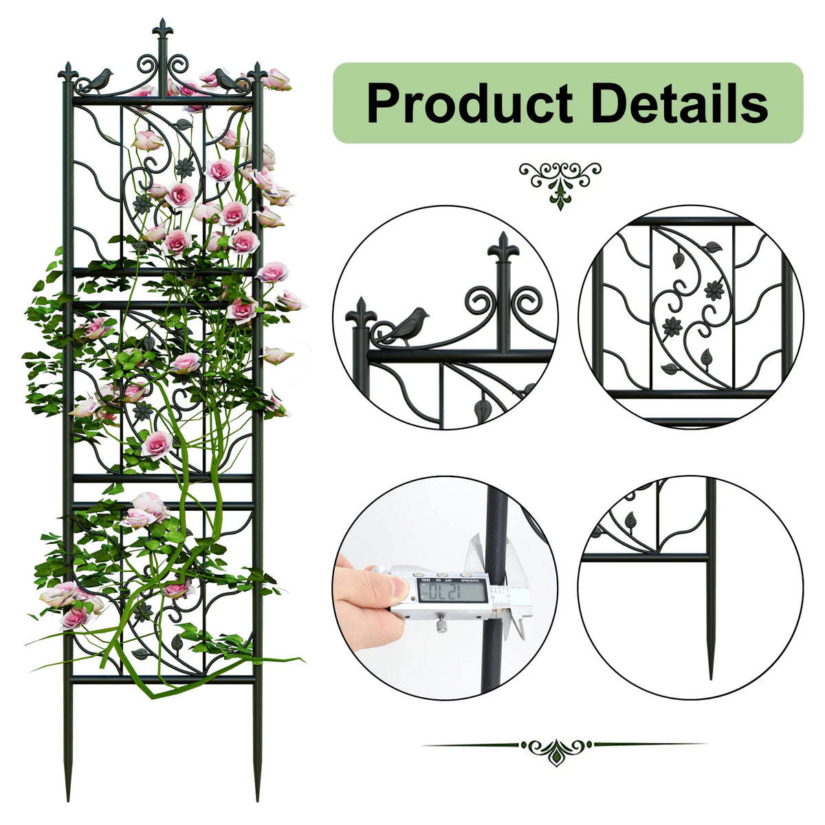 Powder Coated Iron Garden Trellis Tall Plant Support Fence For Vegetables Grapes And Flowers
