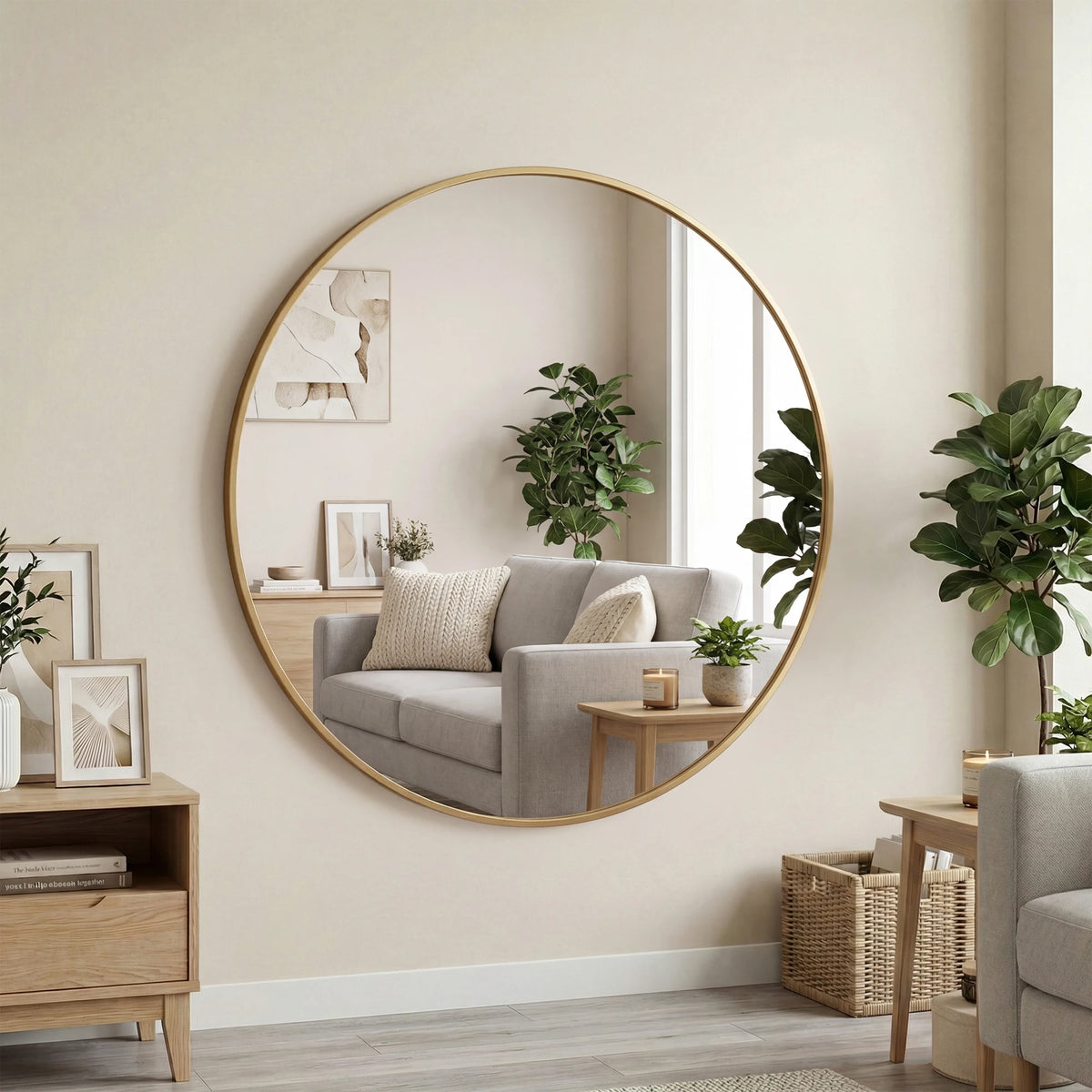 MCQ Shatterproof Round Bathroom Wall Mirror for Vanity or Entryway
