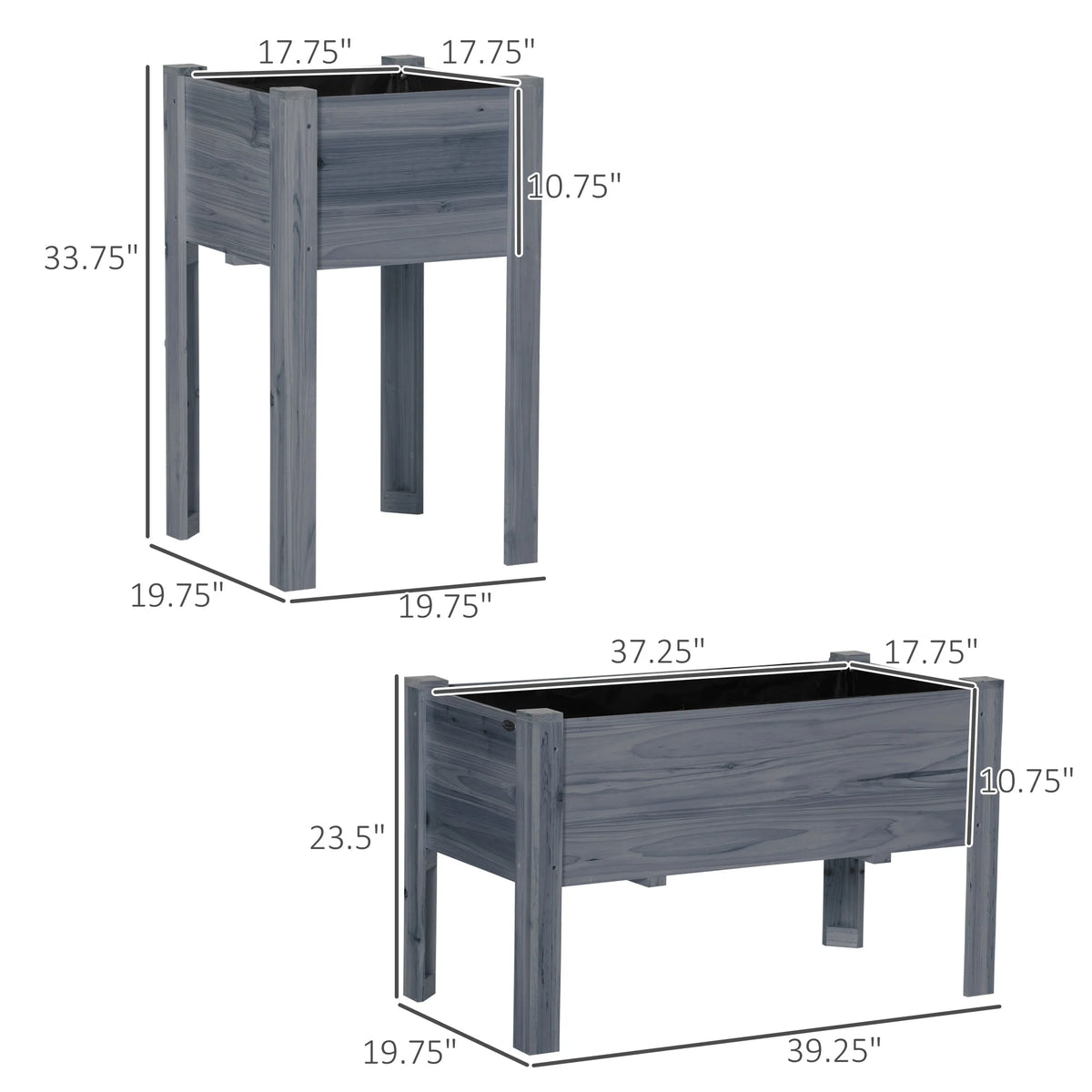 Outsunny Raised Wooden Garden Bed Planter Set With Drainage