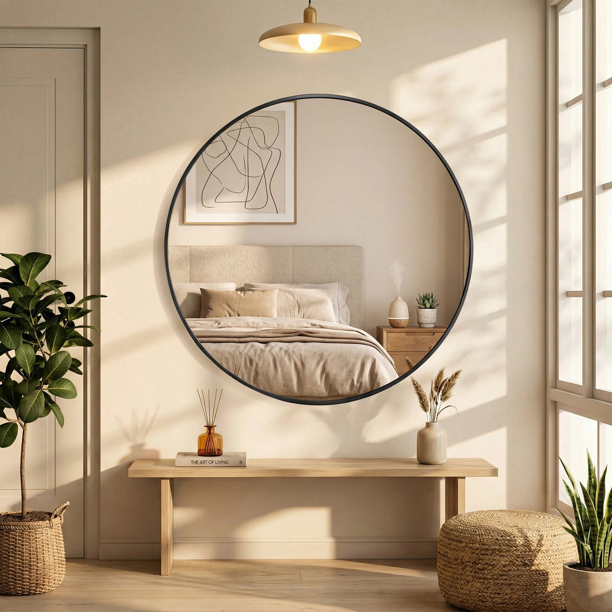 MCQ Shatterproof Round Bathroom Wall Mirror for Vanity or Entryway