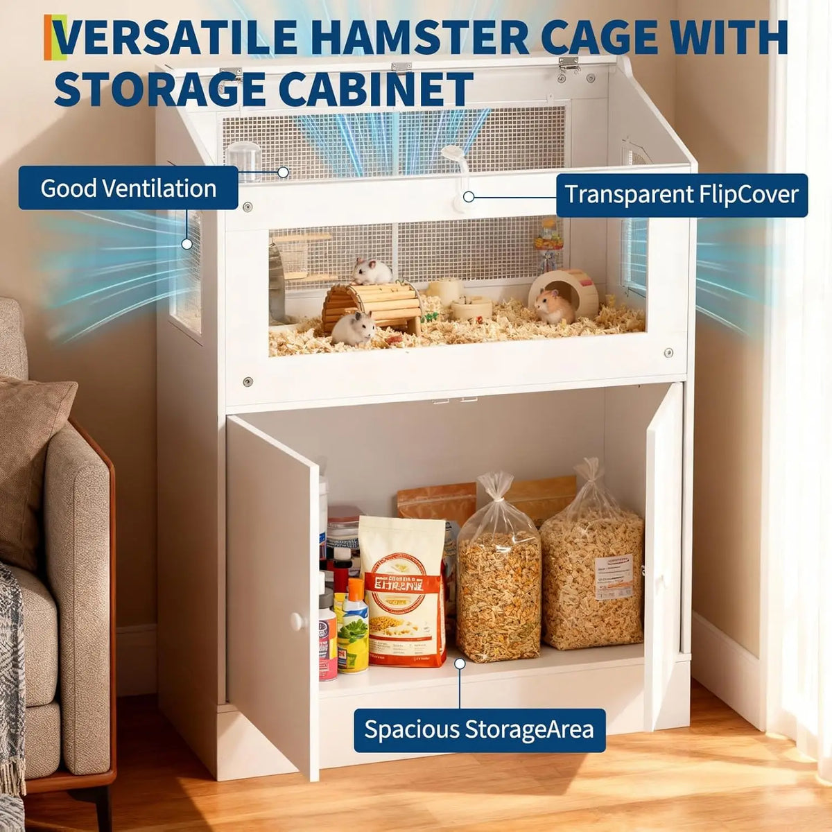 HiMISS Acrylic Small Animal Habitat With Storage Cabinet